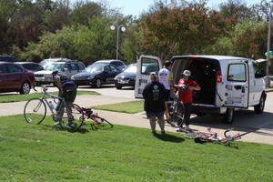 [Bikes unloaded at the LSRFA pit-stop]