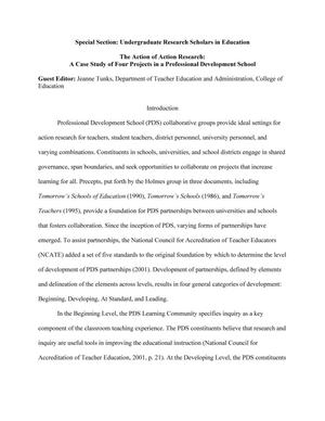 The Action of Action Research: A Case Study of Four Projects in a Professional Development School