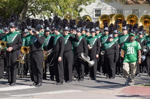 [Mean Green Brigade standing in UNT Homecoming Parade, 2007]