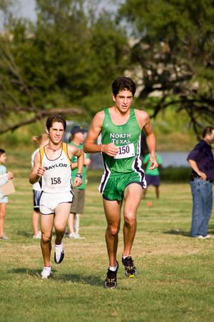 [Billy Giano and Baylor competitor on Denton course]