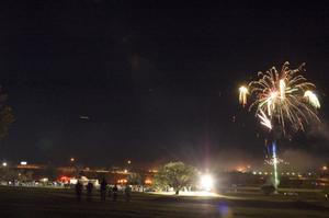 [Colorful firework bursts at Eagle Point]