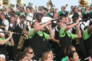 [Clarinet players in stands at the UNT v Navy game]