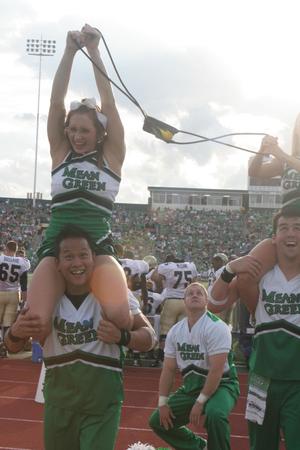 [NT Cheer with slingshot at the UNT v Navy game]