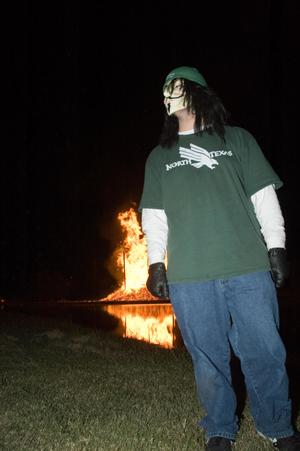 [Attendee at UNT Homecoming Bonfire, 2007]