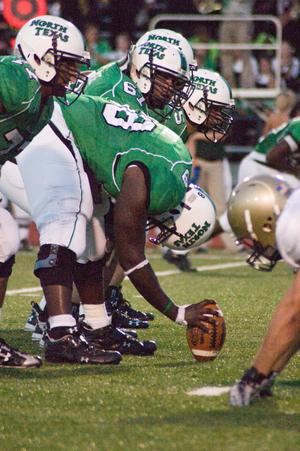 [Offensive line during UNT vs. Navy game, 2007]