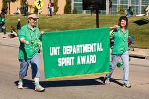 [UNT Departmental Spirit Award banner in Homecoming Parade, 2007]