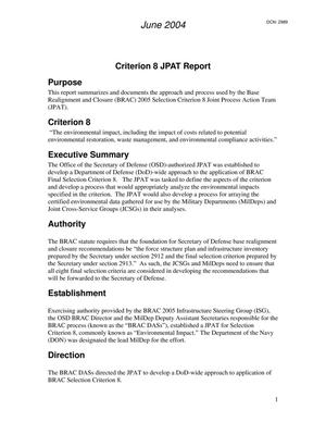 Criterion 8 JPAT Report - June 2004