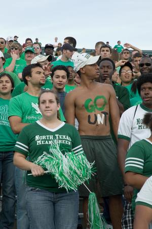[Student with painted chest at UNT vs. Navy game, 2007]