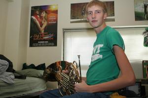 [Student with French horn]