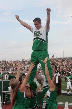 [NT Cheer stunt performance at the UNT v Navy game]