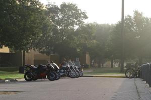 Primary view of object titled '[Motorcycles on UNT Campus]'.