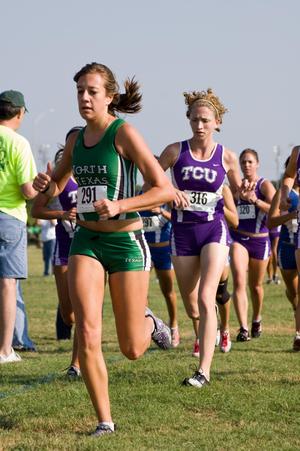 Primary view of object titled '[Tara Piles running in North Texas Invitational]'.