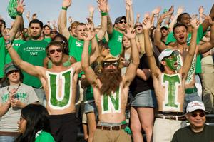[Painted chests at UNT vs. Navy game, 2007]