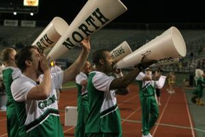 [NT Cheer using cones at UNT v ULM game]