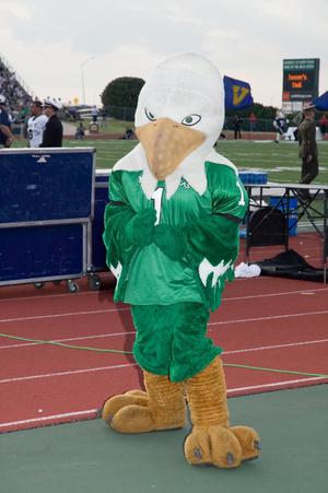 [Scrappy on track at UNT vs. Navy game, 2007]