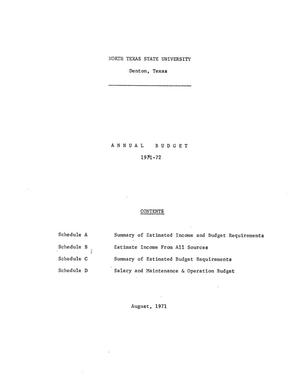 North Texas State University Budget: 1971-1972