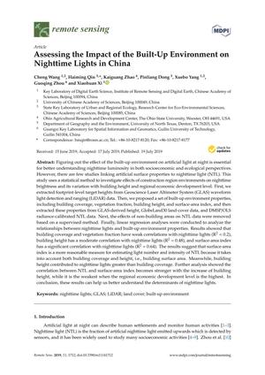 Primary view of object titled 'Assessing the Impact of the Built-Up Environment on Nighttime Lights in China'.