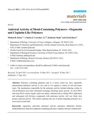 Antiviral Activity of Metal-Containing Polymers—Organotin and Cisplatin-Like Polymers