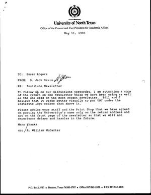 [Letter from D. Jack Davis to Susan Rogers, May 11, 1993]