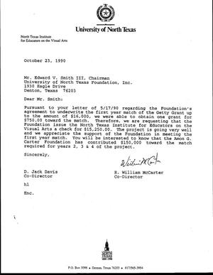 [Letter from D. Jack Davis and R. William McCarter to Edward V. Smith III, October 23, 1990]