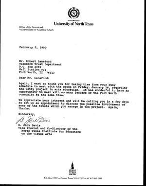 [Letter from Jack Davis to Robert Lansford, February 5, 1990]