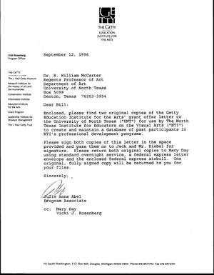 [Letter from Julie Anne Abel to R. William McCarter, September 12, 1996]