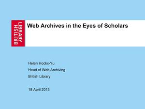 Primary view of object titled 'Web archives in the eyes of scholars'.