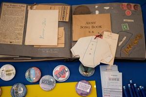[Scrapbook and buttons from Texas Wesleyan College]