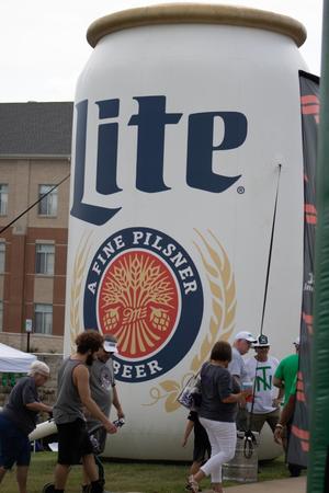 [Inflatable Miller Lite beer can]