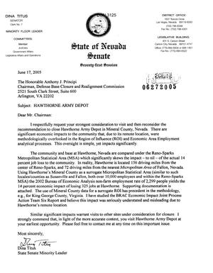 Executive Correspondence - Letter from Senator Titus of Nevada to Commission