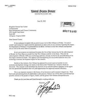 Executive Correspondence - Letter from Senator Landrieu to Commission  regarding Visit to New Orleans