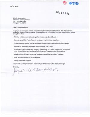 Letter from Thompson to Chairman Principi and the Commissioners