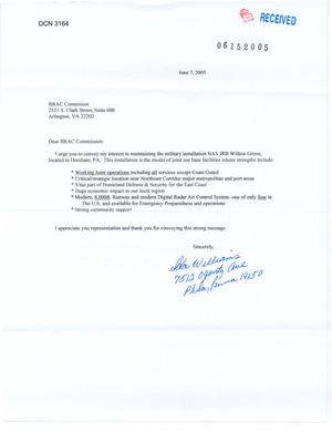 Letter from Williams to Chairman Principi and the Commissioners (7Jun05)