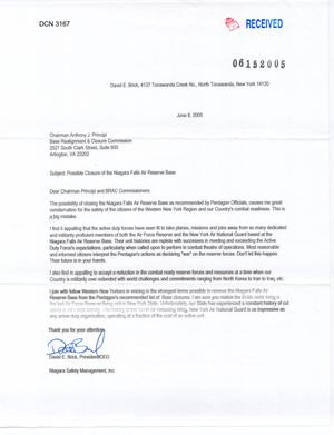 Letter from Brick to Chairman Principi and the Commissioners (8Jun05)