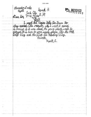 Letter from Alexander Drake Hyatt to the Commission