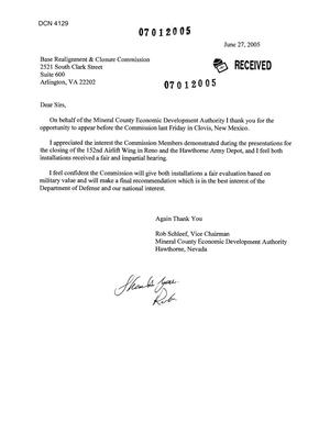 Letter from Rob Schleef  to Commission Regarding Cannon