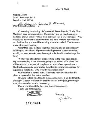Letters from Nadine Moore to the Commission dtd 25 May 2005