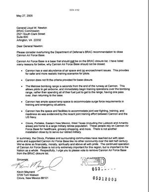 Letters from Kevin Maynard to the Commission dtd 27 May 2005