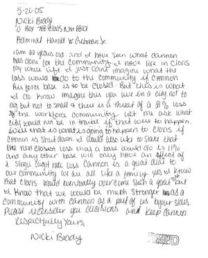 Letters from Nicki Brady to the Commission dtd 20 May 2005