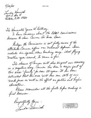 Letters from Linda Hamuik to the Commission dtd 20 May 2005