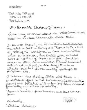 Letters from Belinda HIlliard to the Commission dtd 20 May 2005