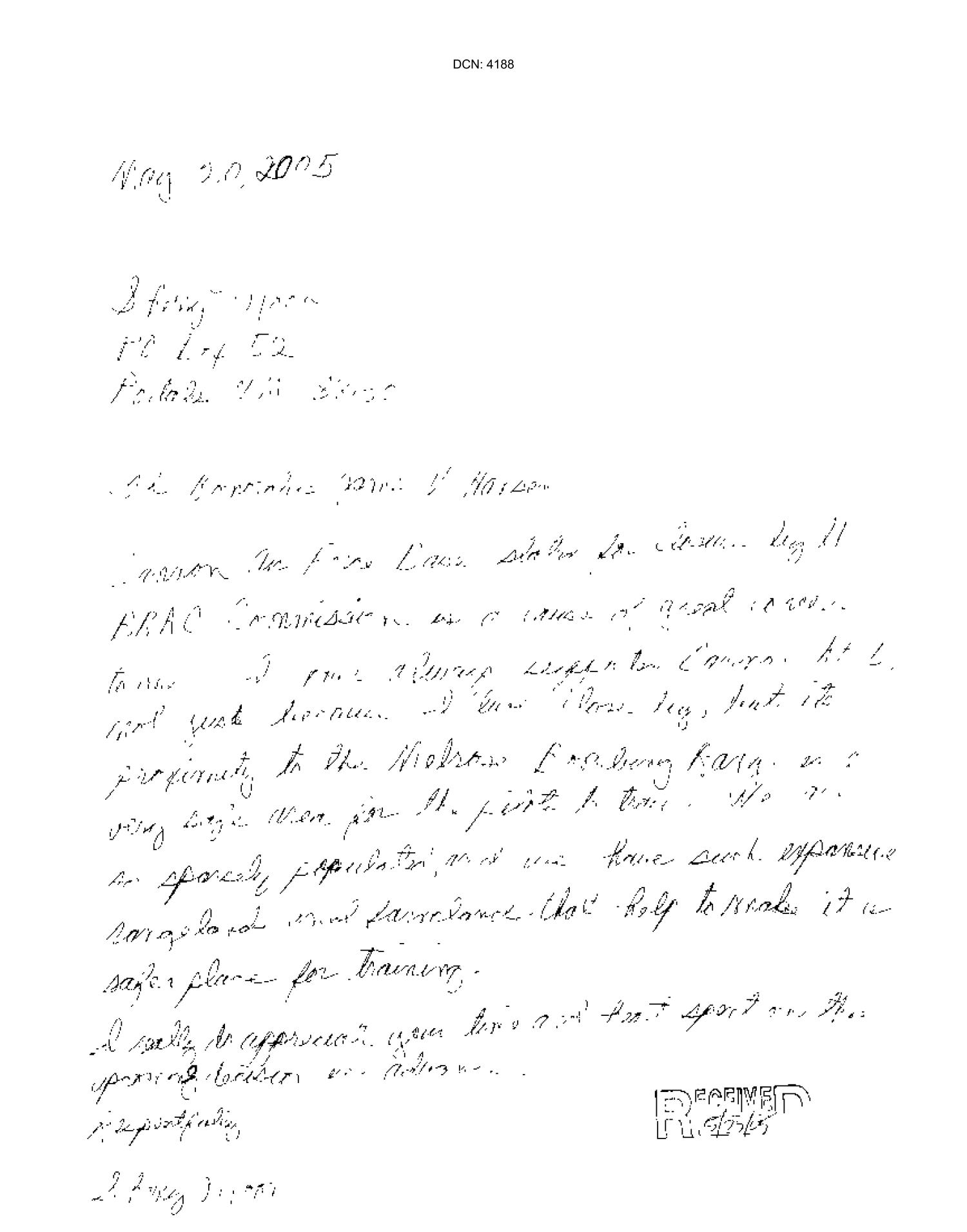 Letters from Sherry Moon to the Commission dtd 20 May 2005
                                                
                                                    [Sequence #]: 4 of 5
                                                