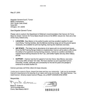 Letters from Marla D. Gutierrez to the Commission dtd 27 May 2005