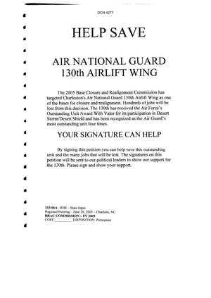 Petitions signed by the Community Surrounding the 130th ANG  Airlift Wing
