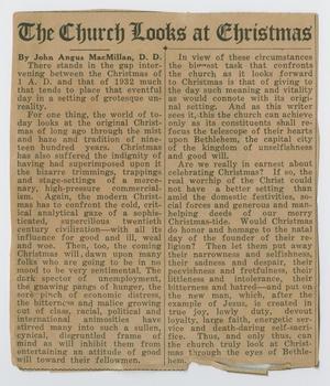 Primary view of object titled '[Clipping: The Church Looks at Christmas]'.