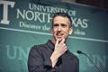 Photograph: [Dan Savage speaking at the UNT Equity and Diversity conference]