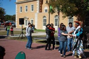 [Students learning dance at 2012 Native American Heritage Month event 1]
