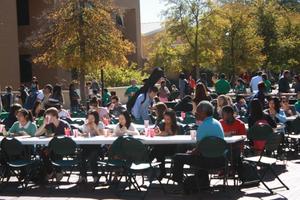 [Students at tables, 2012 Native American Heritage Month]