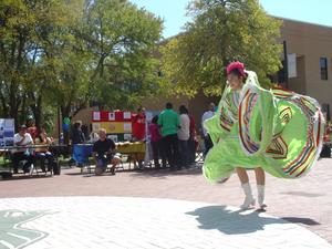 [Folklorico dancer in green at 2008 Carnaval, 3]