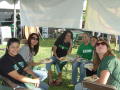 Photograph: [People in a circle at UNT tailgate]